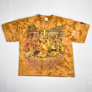 Vintage Y2K MGM Grand Liquid Blue Lion Habitat Tie Dye Single Stitch T-Shirt - L